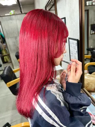 セミロング カラー 名古屋のピンク好き かずくん🦩のヘアスタイル