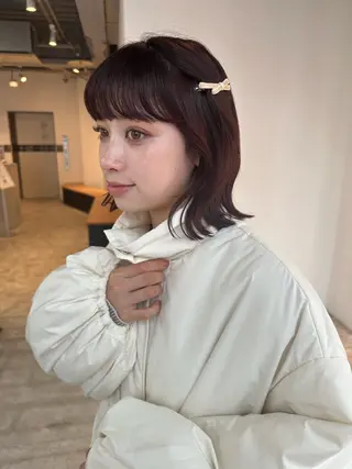 ミディアム 🌷モア 🌷暖色カラー・ボブのヘアスタイル