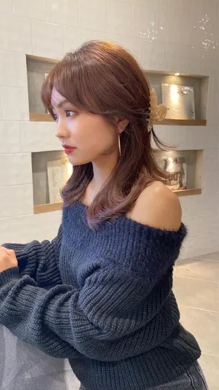 ミディアム 女性らしいモテヘア 韓国ヘアhikariのヘアスタイル