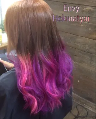 ミディアム セミロング ロング カラー 髪質改善×ハイトーン 中田啄也のヘアスタイル