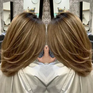 ミディアム カラー ヘアアレンジ アンドウ ユウ/ レイヤーカット/韓国のヘアスタイル