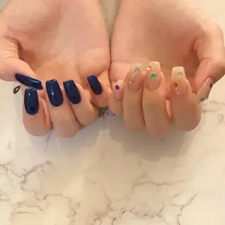 ロング カラー パーマ ヘアアレンジ ネイル マツエク・マツパ アイブロウ ease NAIL SALONのネイルデザイン