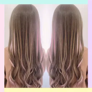ロング カラー れん/ハイトーン /エクステ/韓国風のヘアスタイル