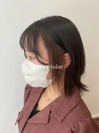 ミディアム カラー ボブ🍊暖色カラー 浅草【Bob美容師】のヘアスタイル