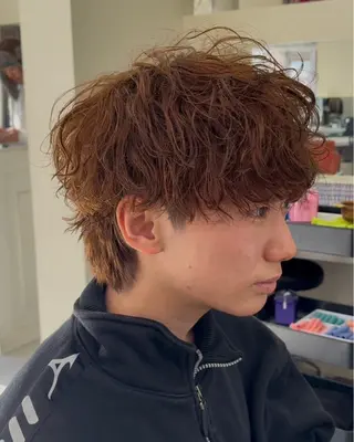 ショート カラー パーマ メンズ メンズ/パーマ/ 短髪/京都駅/井上光のヘアスタイル