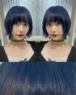 ミディアム カラー ハイトーンカラー/ 青髪/💙みずき💙のヘアスタイル