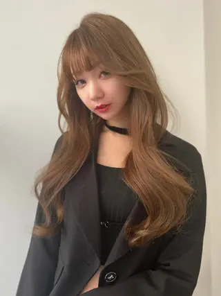 ロング 韓国ヘア レイヤーカットのヘアスタイル