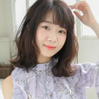 ミディアム カラー パーマ 【全席個室サロン】 NUMBER 天王寺のヘアスタイル