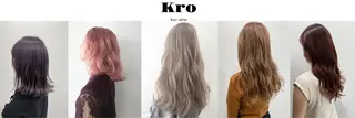 セミロング Kro ハイトーン×ブリーチのヘアスタイル