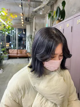 ミディアム カラー era所属・azumi/ボブ/暖 色/オリーブ/縮毛のヘアスタイル