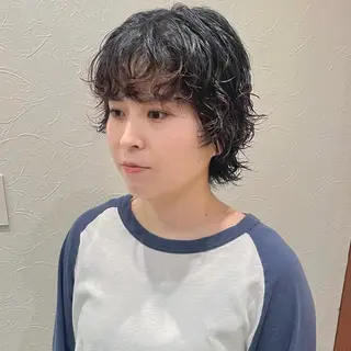 ショート パーマ 暖色カラー/ 伏見/RIONAのヘアスタイル