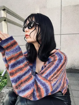 ミディアム カラー ヘアアレンジ 艶ハイトーン/ヘア アレンジAYAKAのヘアスタイル