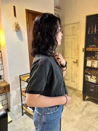 ミディアム カラー パーマ メンズヘア/レイヤー /ボブ山内春輝のヘアスタイル