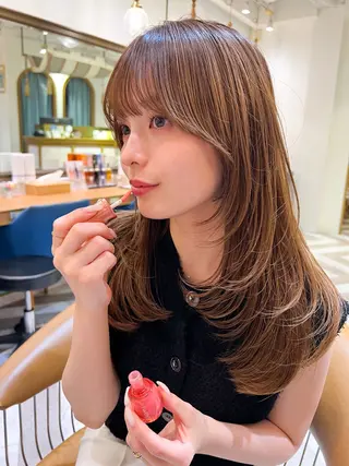 セミロング ‎🤍くびれレイヤー 🖤菊池 瑛士のヘアスタイル