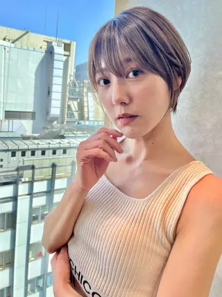 ショート 顔まわりカット 前髪カット安井楽人のヘアスタイル