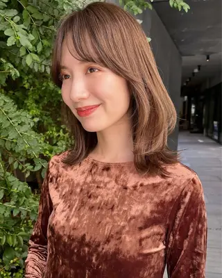 ミディアム カラー 🌱小顔ヘア/ボブ ミディアム/双葉🌱のヘアスタイル
