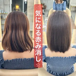 ミディアム 艶カラー/縮毛矯正 髪質改善/ 渡邊莉玖のヘアスタイル