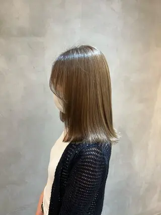 セミロング カラー ボブ/巻ける縮毛矯正 /韓国レイヤーはなのヘアスタイル