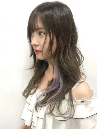 セミロング カラー ヘアアレンジ エクステの神様 ▫️原島ユウヤ▫️のヘアスタイル
