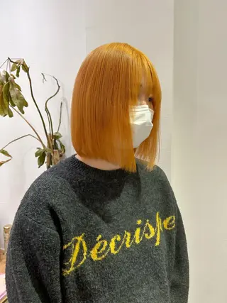ミディアム カラー ヘアアレンジ 髪質改善【縮毛矯正】 美髪ボブを量産する人のヘアスタイル