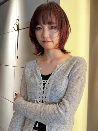 ミディアム モデル募集/山田蓮/ レイヤーボブのヘアスタイル