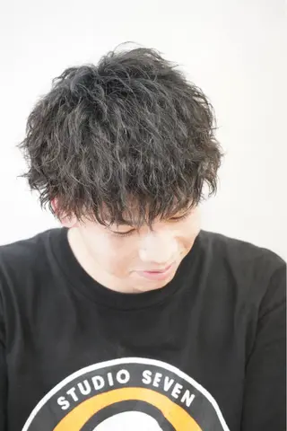 セミロング パーマ メンズ フェザーショートメン ズ特化パーマ/そめやのヘアスタイル