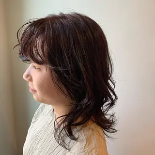 ミディアム カラー ミディアムパーマ /癖毛パーマのヘアスタイル