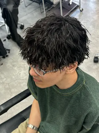 ショート パーマ メンズ 町田/波巻き/ シャドウ/メンズのヘアスタイル