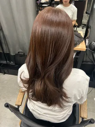 セミロング 女性らしいモテヘア 韓国ヘアhikariのヘアスタイル