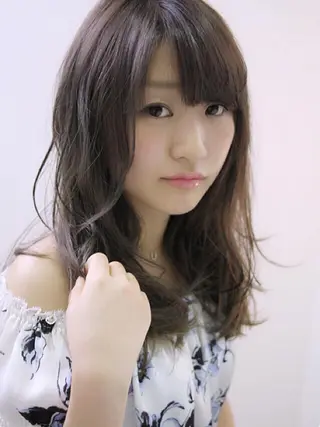 セミロング ロング カラー パーマ 青木 茂樹⭐️ 透明感カラーのヘアスタイル