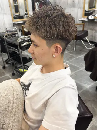ショート カラー パーマ メンズ amule hair ✂️山本　丈則✂️のヘアスタイル