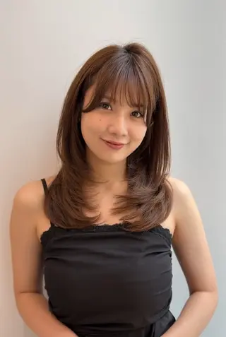 ロング 無料カット/原宿/ オリーブカラーこはるのヘアスタイル