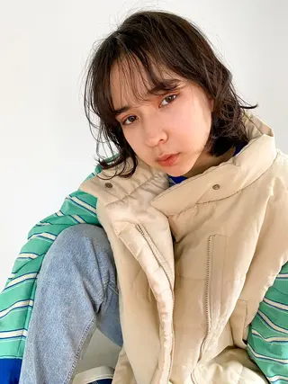 ミディアム カラー パーマ CEINE+ officialのヘアスタイル