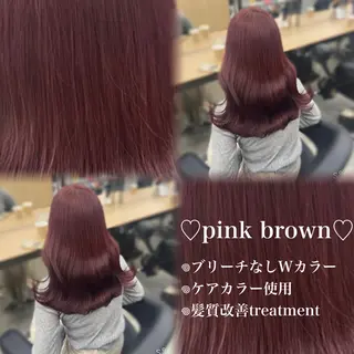 ロング カラー 💗愛され暖色💗 ピンク/レッド💗のヘアスタイル