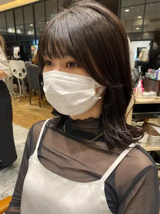 ミディアム カラー 顔周り/くびれヘア 韓国ヘア💕風間るなのヘアスタイル