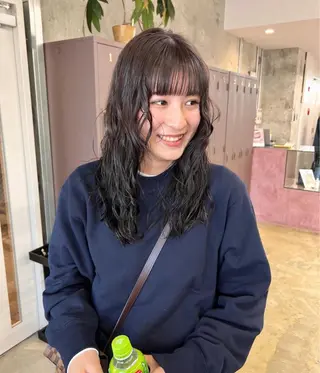 セミロング パーマ 日韓レイヤー🇰🇷 艶カラー/ナカネのヘアスタイル