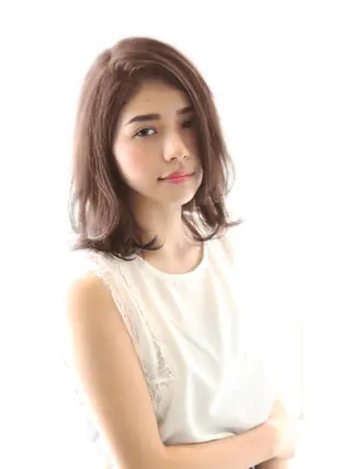 ミディアム カラー 髪質改善🌈縮毛矯正 荻原 達矢のヘアスタイル