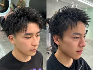 メンズ フェザーパーマ/韓国 /メンズカット保立のヘアスタイル