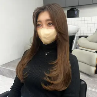 ロング カラー 韓国ヘア♡ 顔まわりカットayaのヘアスタイル