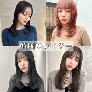 ミディアム カラー ヘアアレンジ ボブ｜韓国｜美髪矯正 ｜amika🌙のヘアスタイル