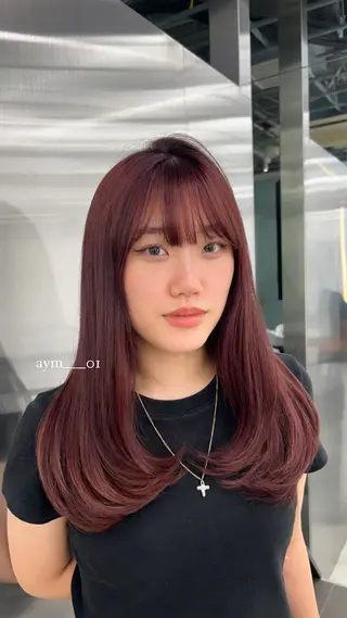 セミロング 韓国ヘア AYUMIのヘアスタイル