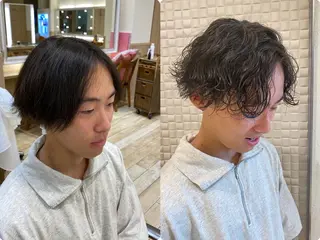 ミディアム パーマ メンズ 新宿メンズパーマ ヨモギダのヘアスタイル