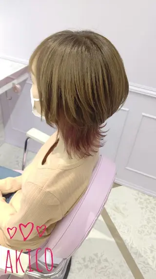 ミディアム カラー LUXBE GALLERY なんば駅前店所属・ラックスビーギャラリ ー AKICOのヘアスタイル