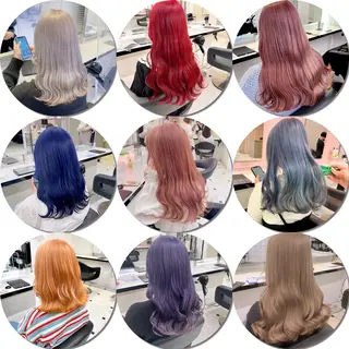 セミロング カラー ヘアアレンジ 💕上野美容師☁ ブリーチ💖サワのヘアスタイル