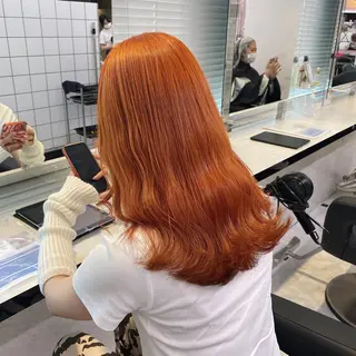 セミロング カラー ヘアアレンジ 💕上野美容師☁ ブリーチ💖サワのヘアスタイル