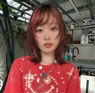 ミディアム カラー ハッシュカット カシマハヤトのヘアスタイル