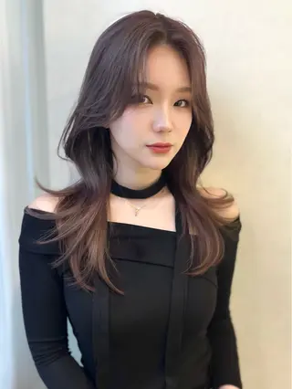 セミロング カラー 韓国ハッシュカット/ 新宿/髪質改善/岡崎のヘアスタイル