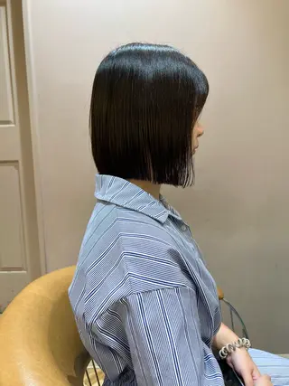 ショート カラー ボブ/巻ける縮毛矯正 /韓国レイヤーはなのヘアスタイル