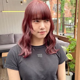 ミディアム カラー 🍊暖色×顔周り 🍊cocoroのヘアスタイル