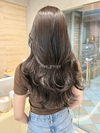 セミロング カラー ブリーチなし髪質改善 🌿柏崎 大宮美容室のヘアスタイル